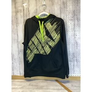 Nike Therma-FIT Hoodie Men’s Medium Black Neon Volt Graphic Pullover
